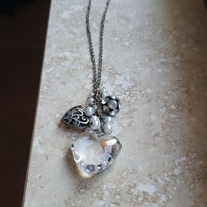Faux crystal heart necklace